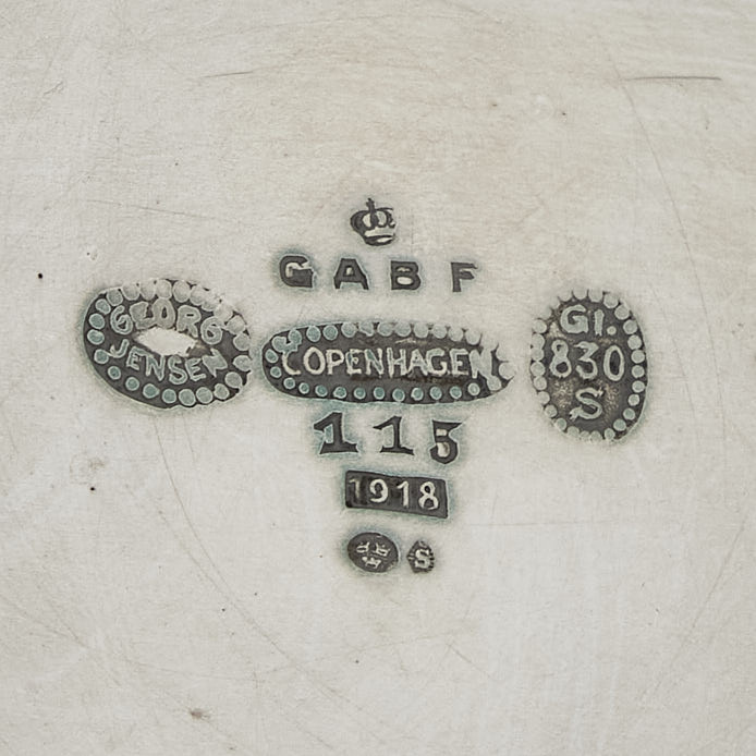 GEORG JENSEN. Bägare, silver, Köpenhamn 1918. Med monogram för Prins Carl och Prinsessan Ingeborg - Hertigen och Hertiginnan av Wästergötland.