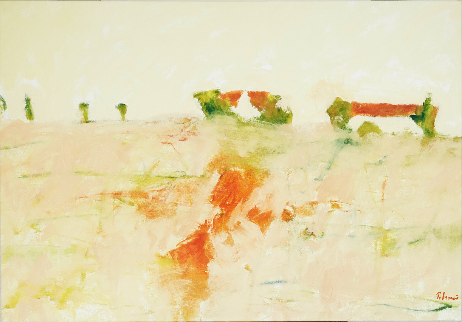 ANDERS PALMÉR. Gotland, abstrakt landskap, olja på duk, signerad.