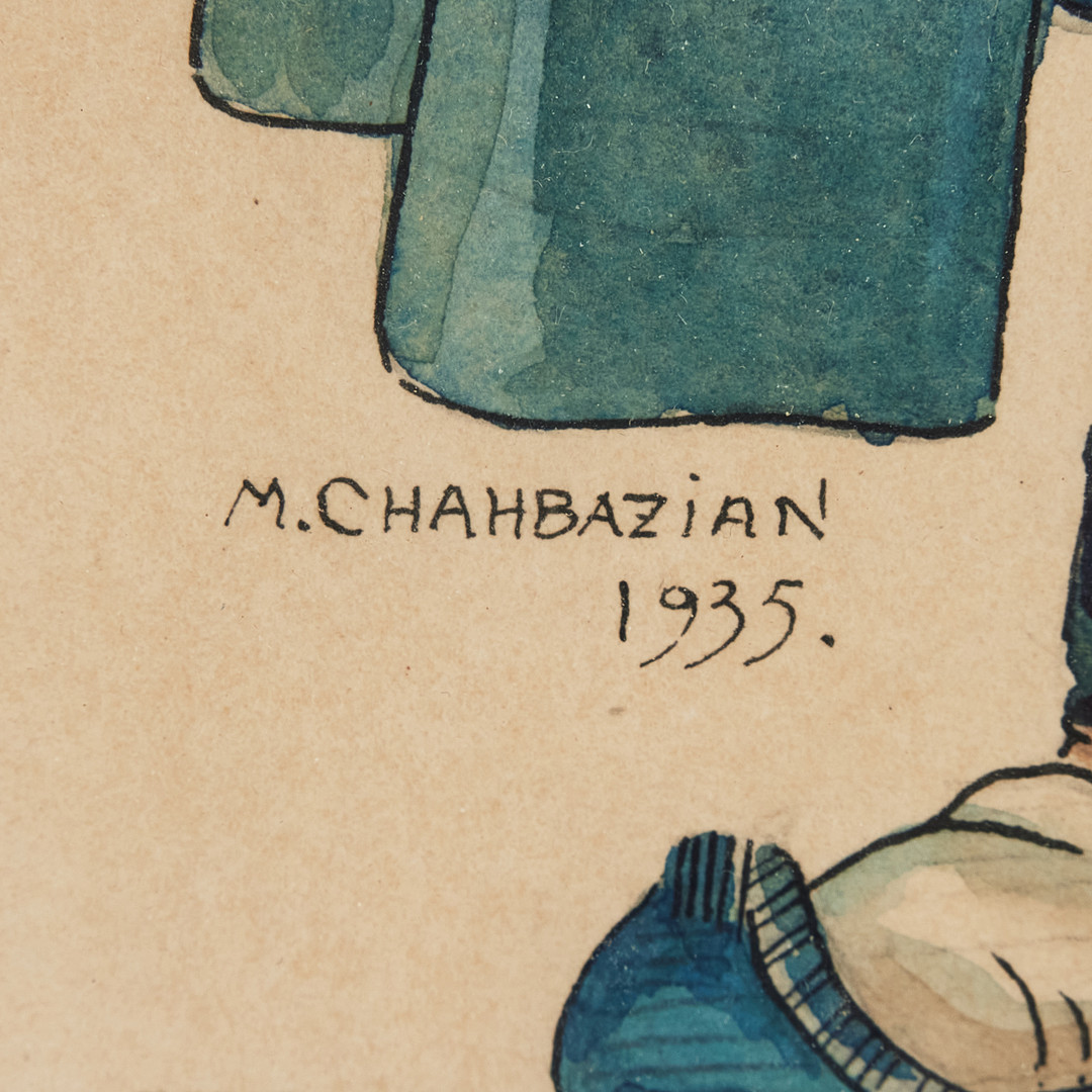 MISHA CHAHBAZIAN. Figurkomposition, akvarell, signerad och daterad 1935.