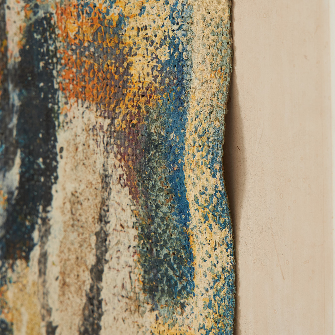LARS LINDH (1918-2002). olja på duk uppfodrad på pannå, abstrakt komposition, signerad.