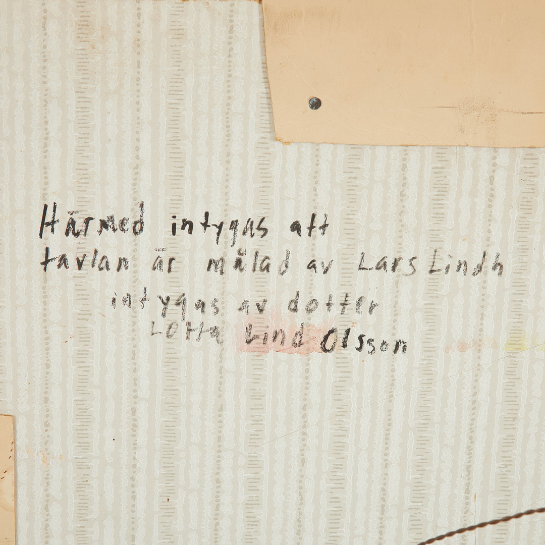 LARS LINDH (1918-2002). olja på pannå, abstrakt komposition, ej signerad, a tergo intygad.