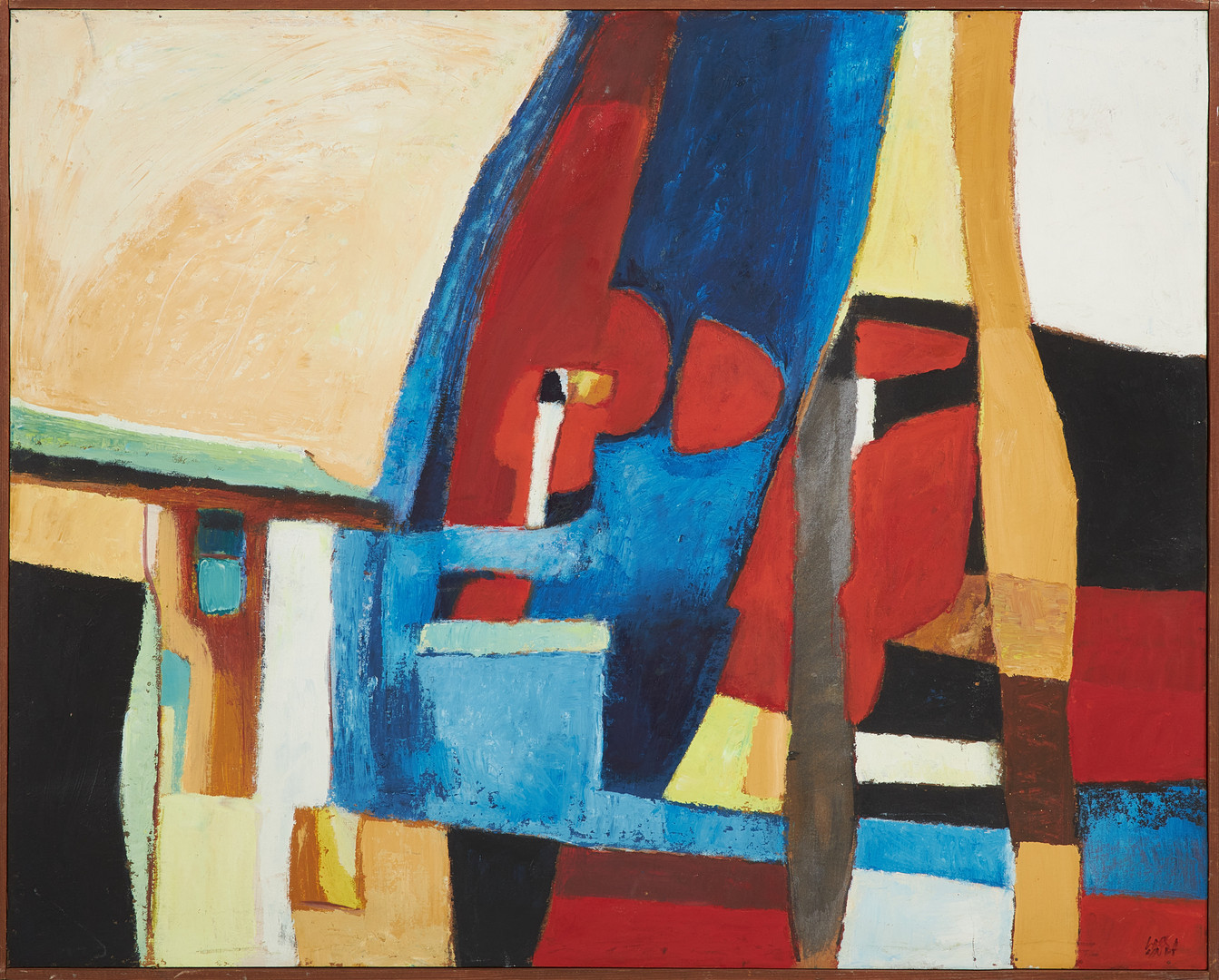 LARS LINDH (1918-2002). olja på pannå, abstrakt komposition, signerad samt a tergo intygad.