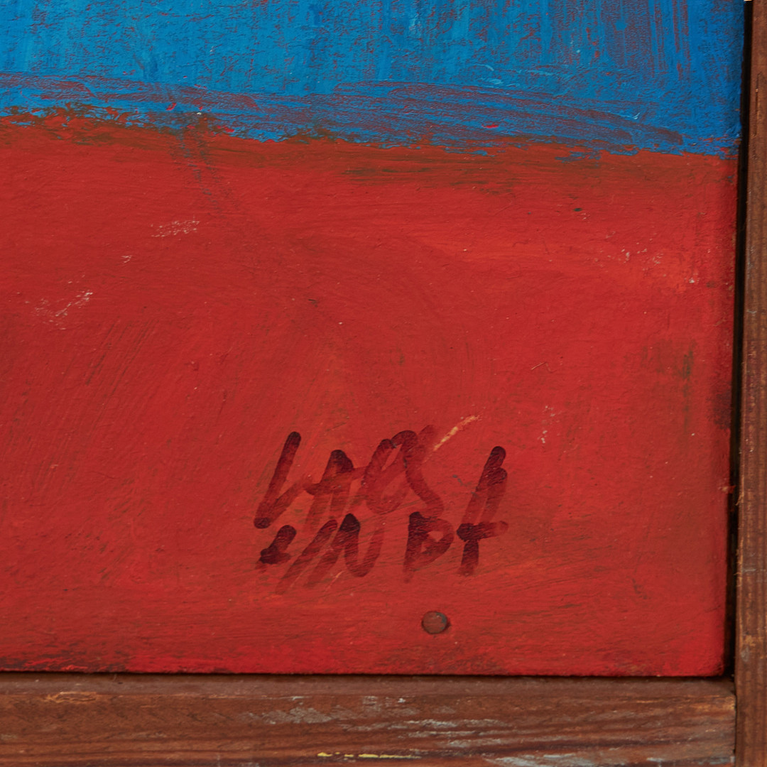 LARS LINDH (1918-2002). olja på pannå, abstrakt komposition, signerad samt a tergo intygad.