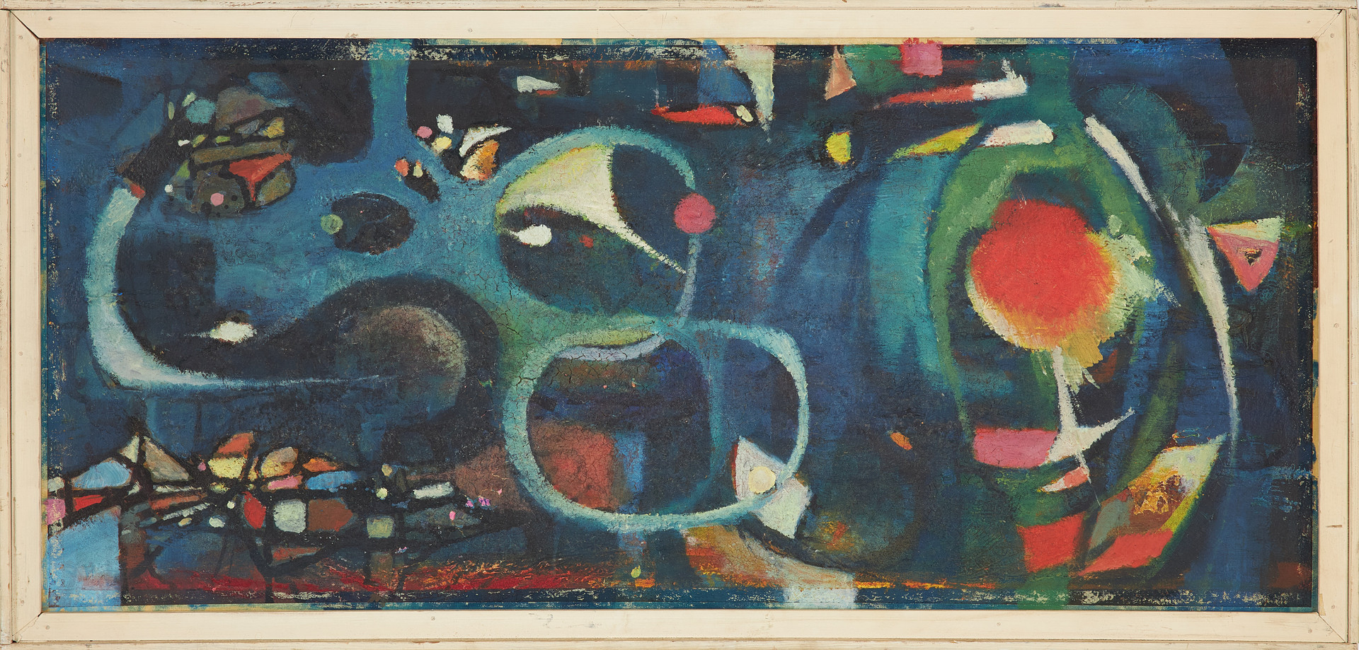 LARS LINDH (1918-2002). olja på pannå, abstrakt komposition, ej signerad, a tergo intygad.