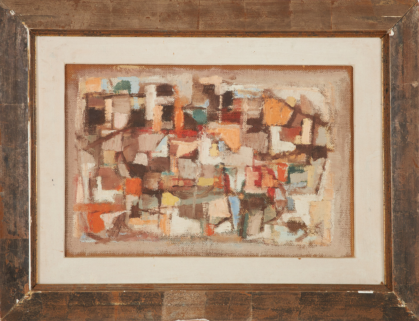 LARS LINDH (1918-2002). olja på säckväv uppfodrad på pannå, geometrisk komposition, ej signerad, a tergo intygad.