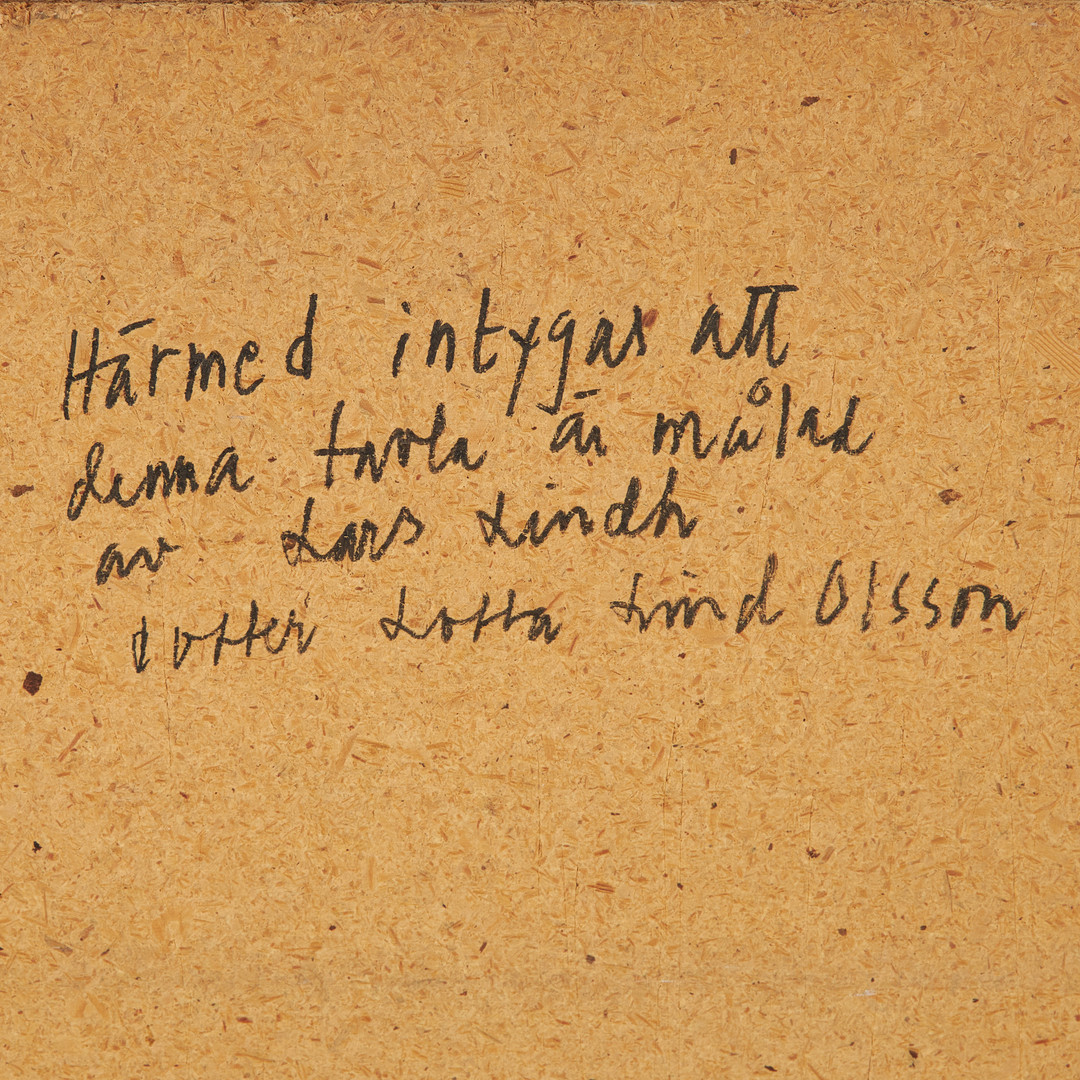 LARS LINDH (1918-2002). olja på pannå monterad på masonitskiva, figurkomposition, ej signerad, intygad a tergo.