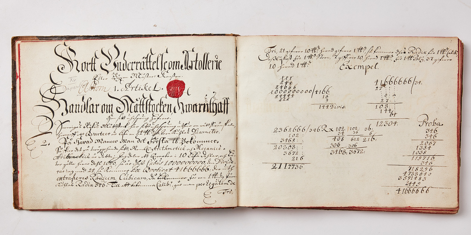 ILLUSTRERAD HANDSKRIFT MILITARIA, proveniens Adam Horn.