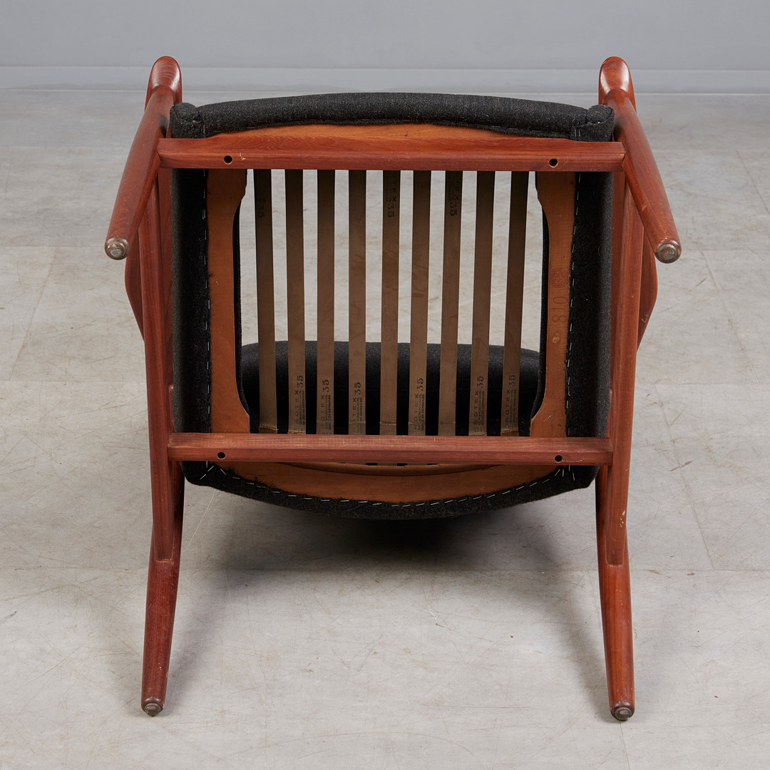 ARNE VODDER. für Slagelse Møbelværk, Armlehnstuhl / Sessel, Modell '810', Wolle, Teak, 1960er Jahre, Dänemark.