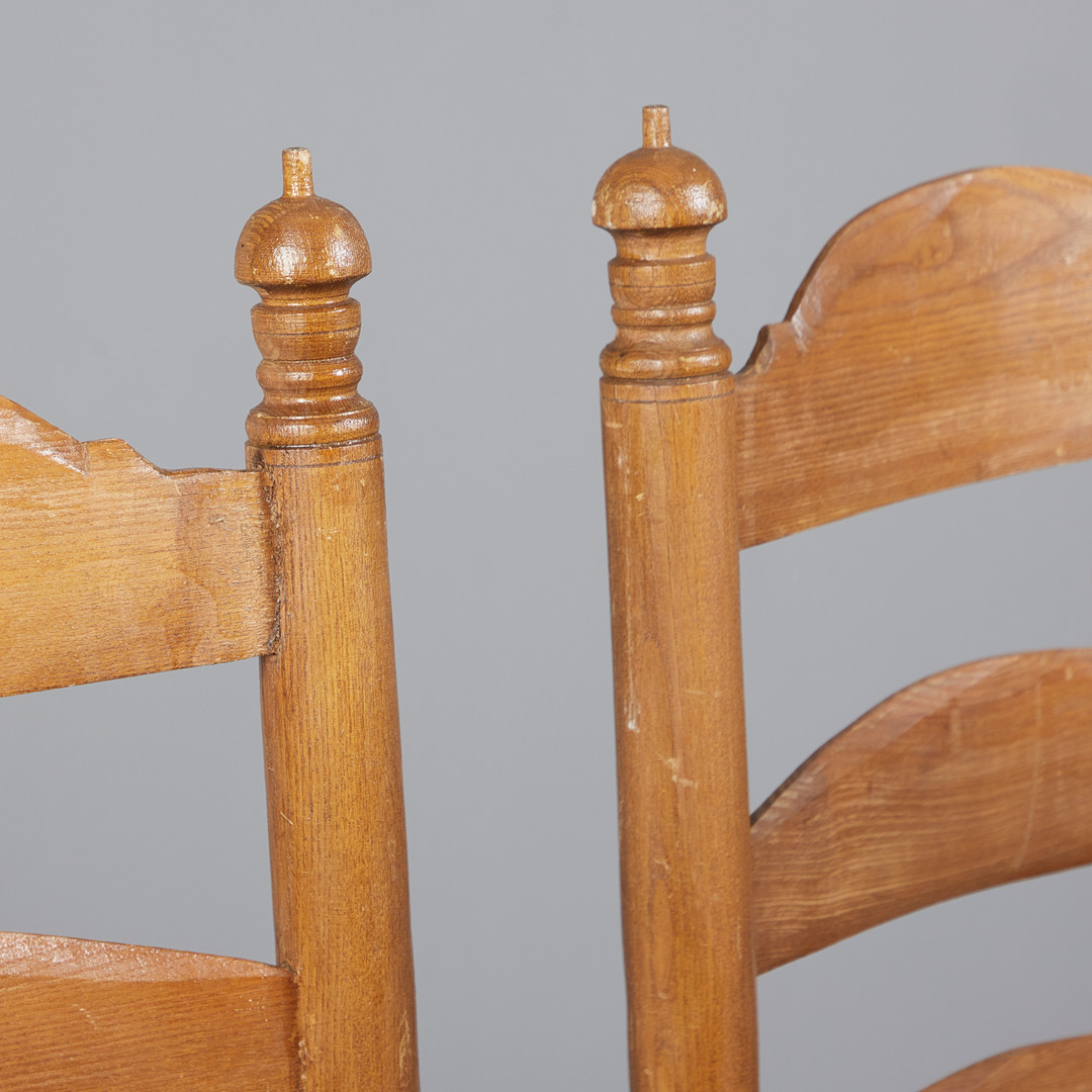 Sechs Stühle / Esszimmerstühle, Esche, Binsengeflecht, 1960er Jahre (6).