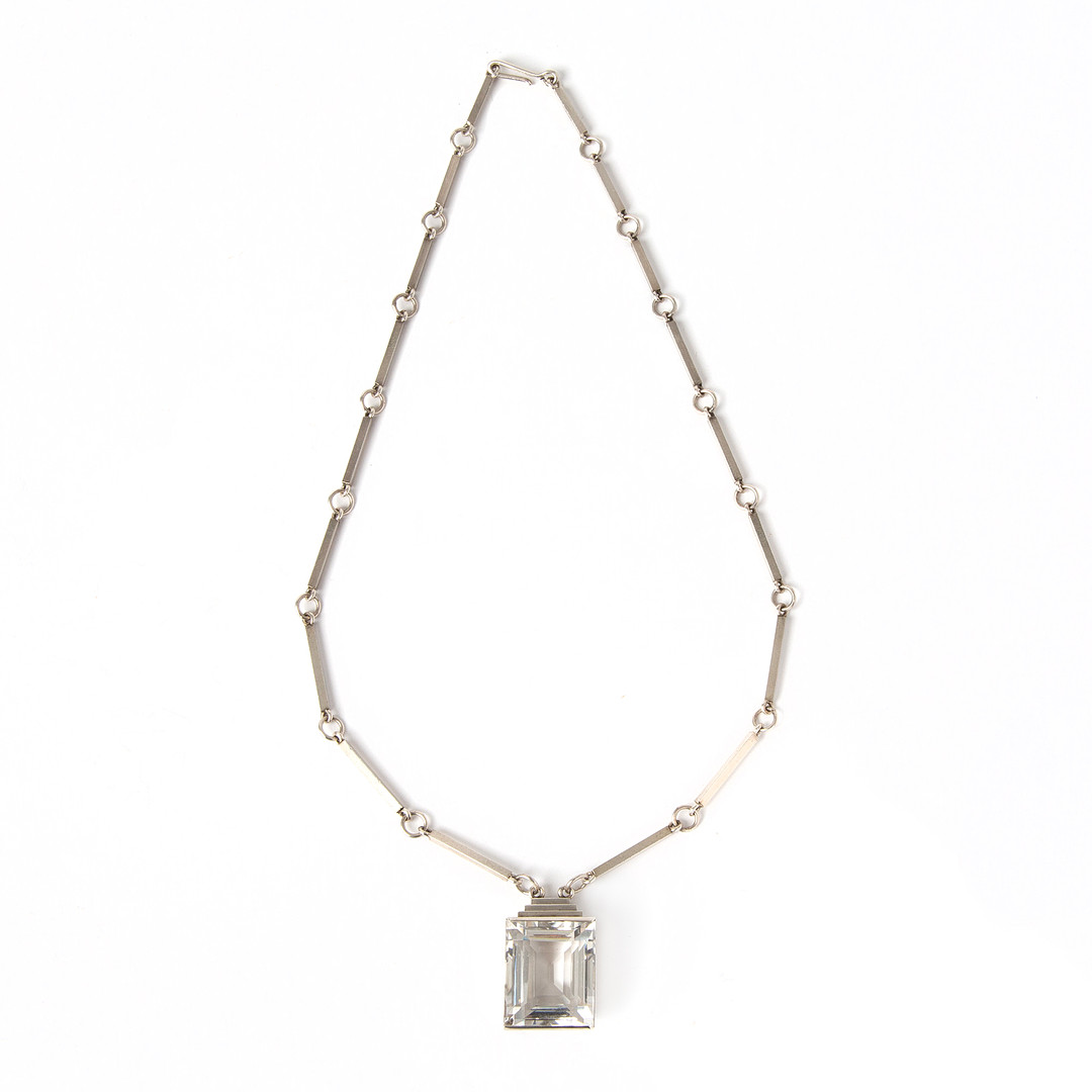 WIWEN NILSSON, collier, sterlingsilver med fasettslipad bergkristall, Lund.