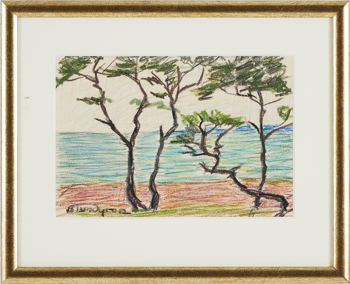 BERTIL LUNDGREN (1900-1979). Stenstrand, Torö, pastellkrita på papper, signerad.