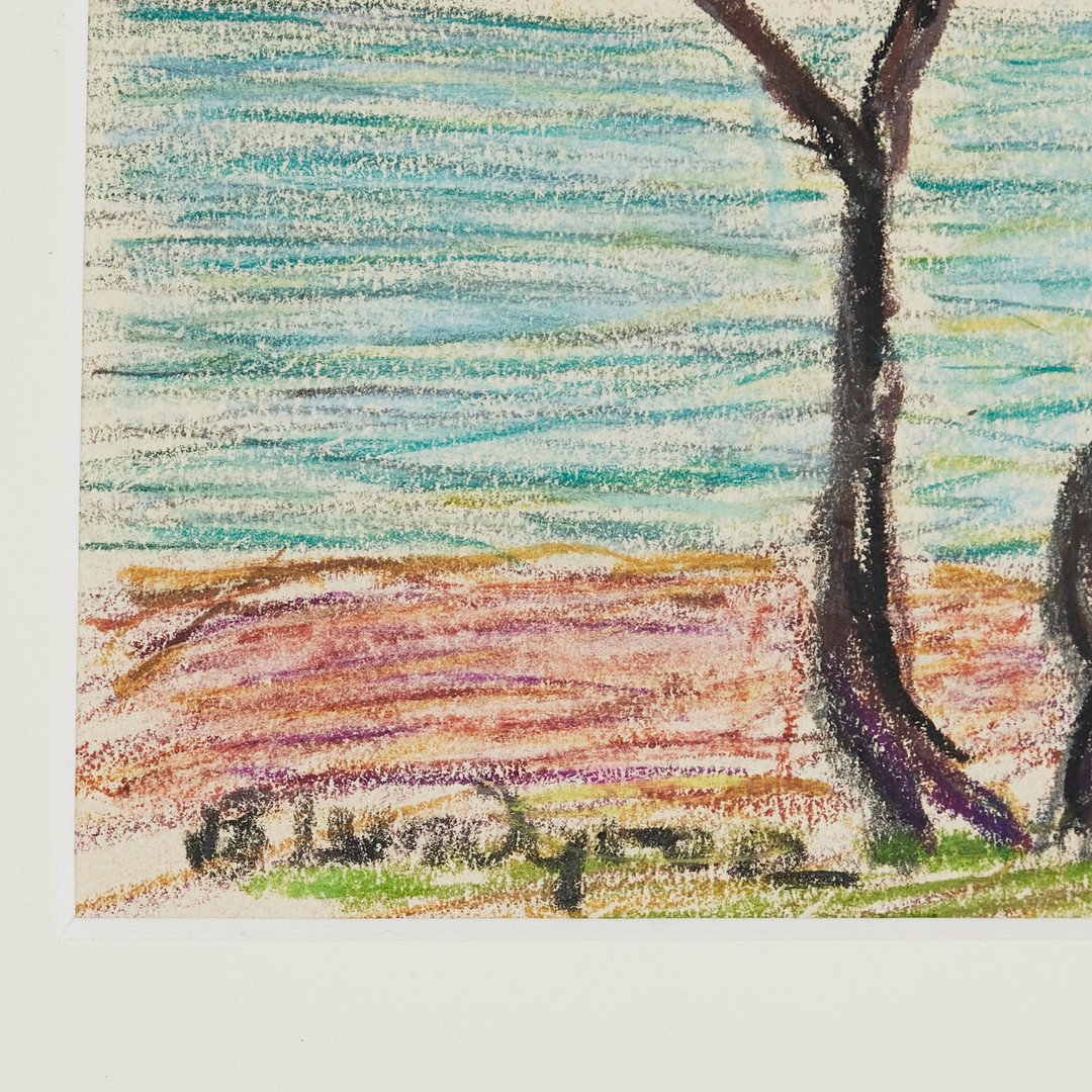 BERTIL LUNDGREN (1900-1979). Stenstrand, Torö, pastellkrita på papper, signerad.