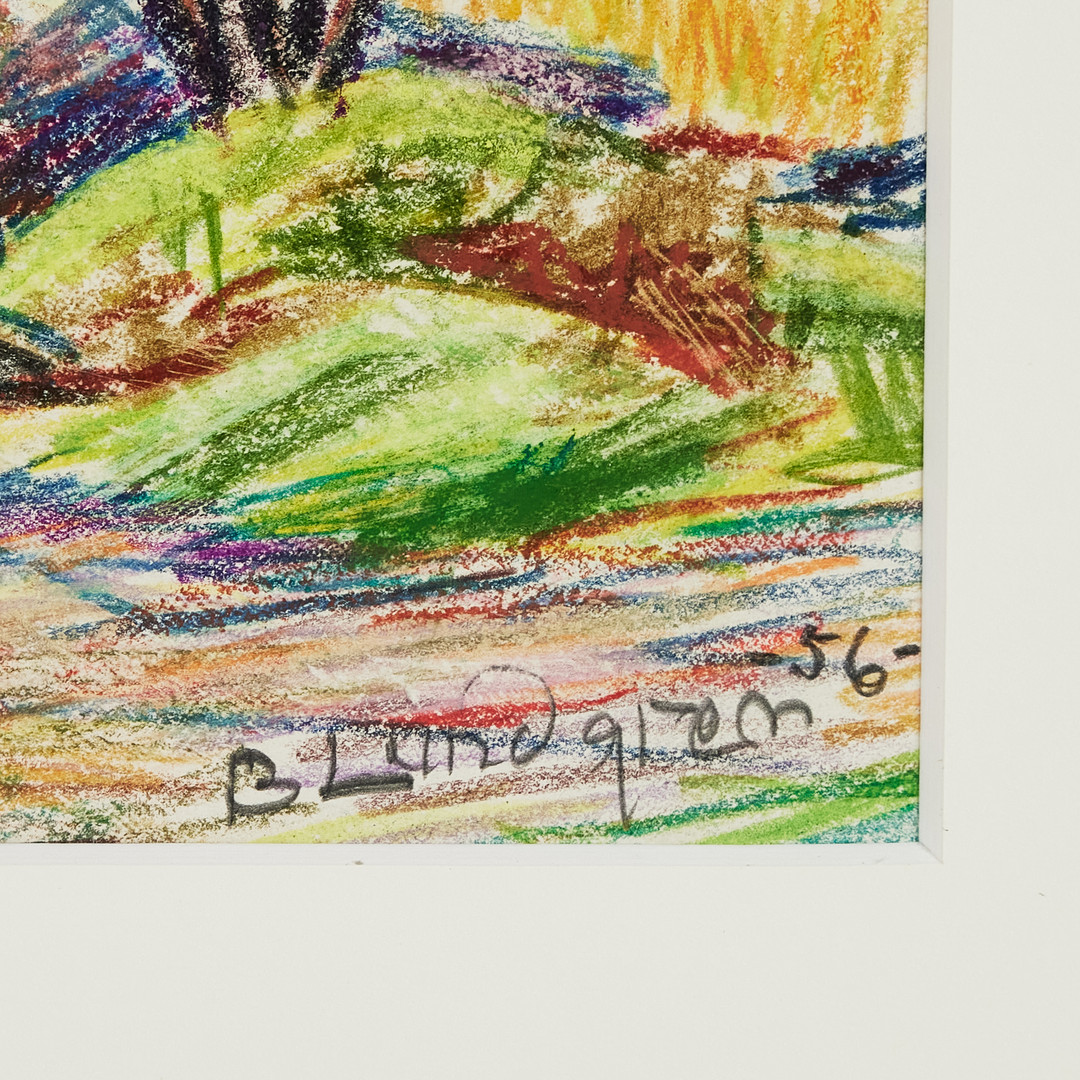 BERTIL LUNDGREN (1900-1979). Träd på klippor, pastellkrita på papper, signerad och daterad -56.