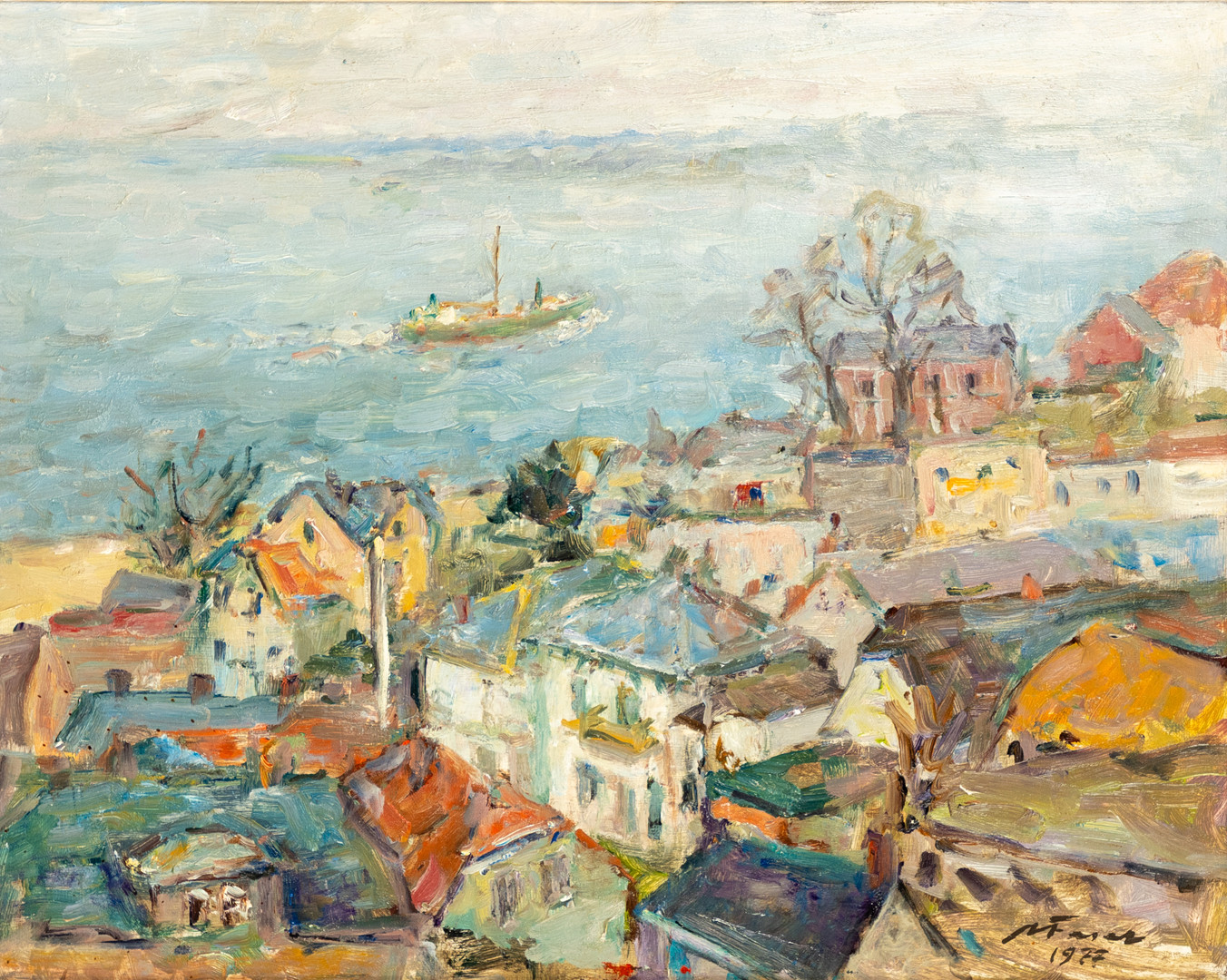 ALBERT FESER (1901-1993). Blick von Blankenese auf die Elbe.
