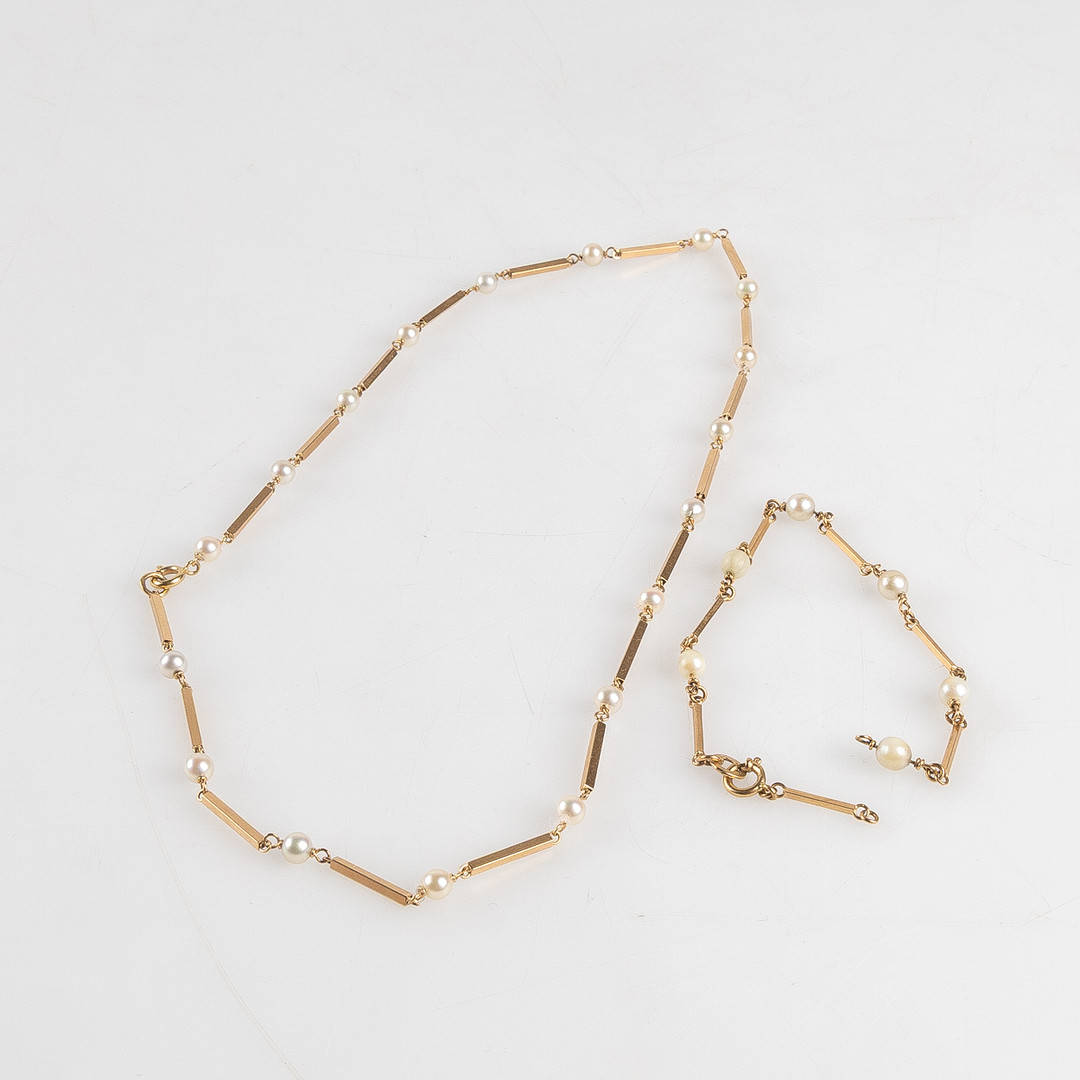 COLLIER OCH ARMBAND, 18K guld.