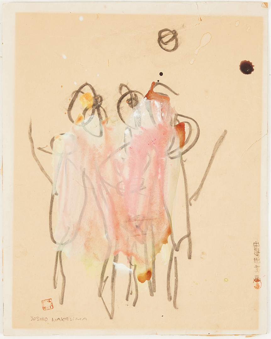 YOSHIO NAKAJIMA (f. 1940) Blandteknik med målning på papper, signerad Yoshio Nakajima.
