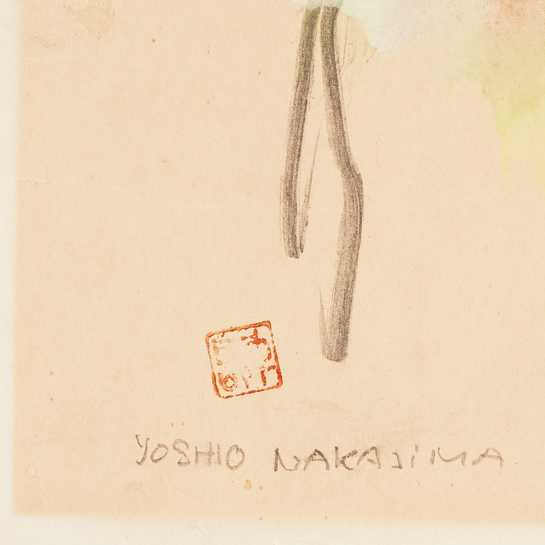 YOSHIO NAKAJIMA (f. 1940) Blandteknik med målning på papper, signerad Yoshio Nakajima.