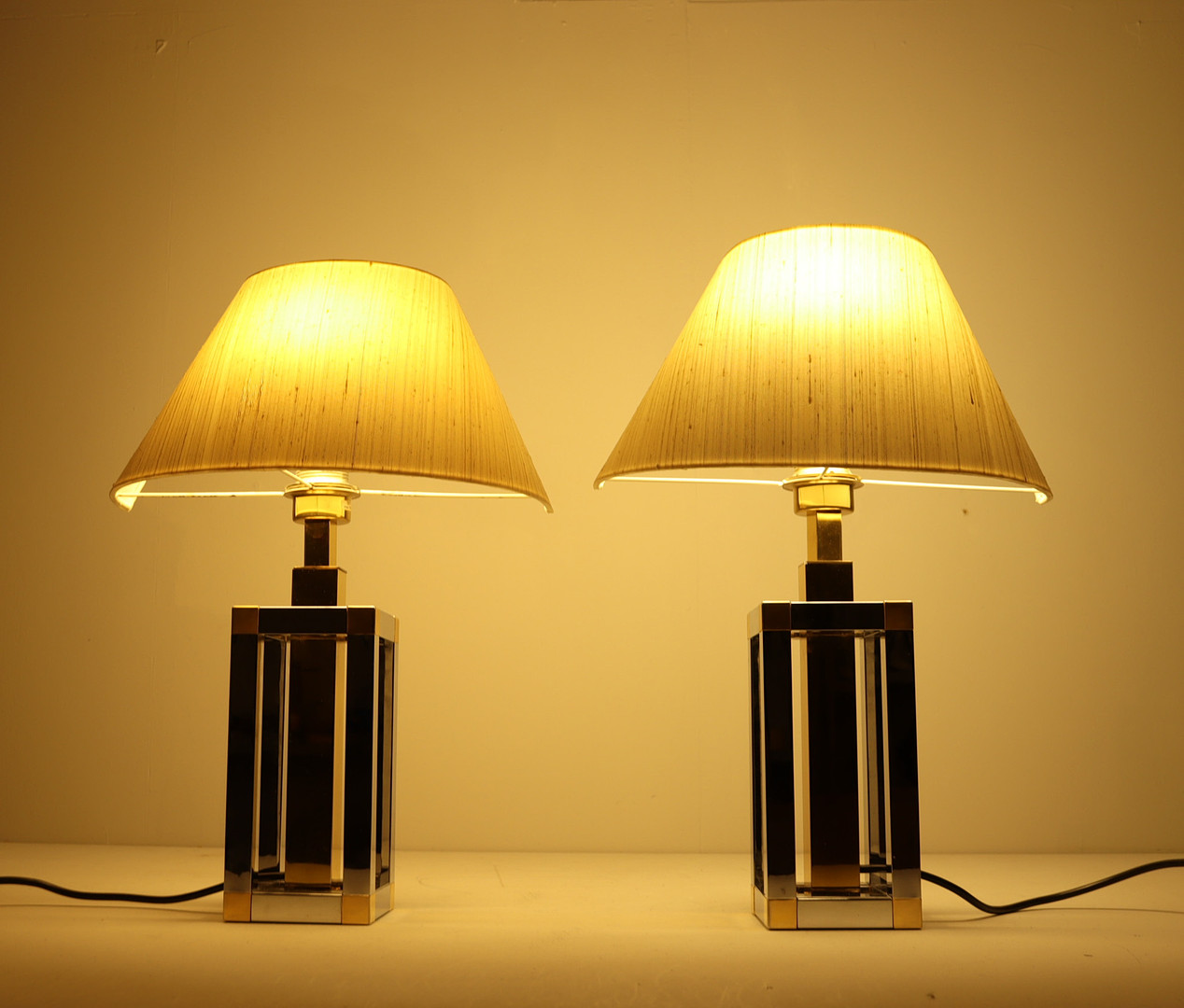 STEPHANE DAVIDTS. 2er Set Tischlampen/Tischleuchten von WKR, Hollywood Regency, Deutschland, 1980er Jahre.