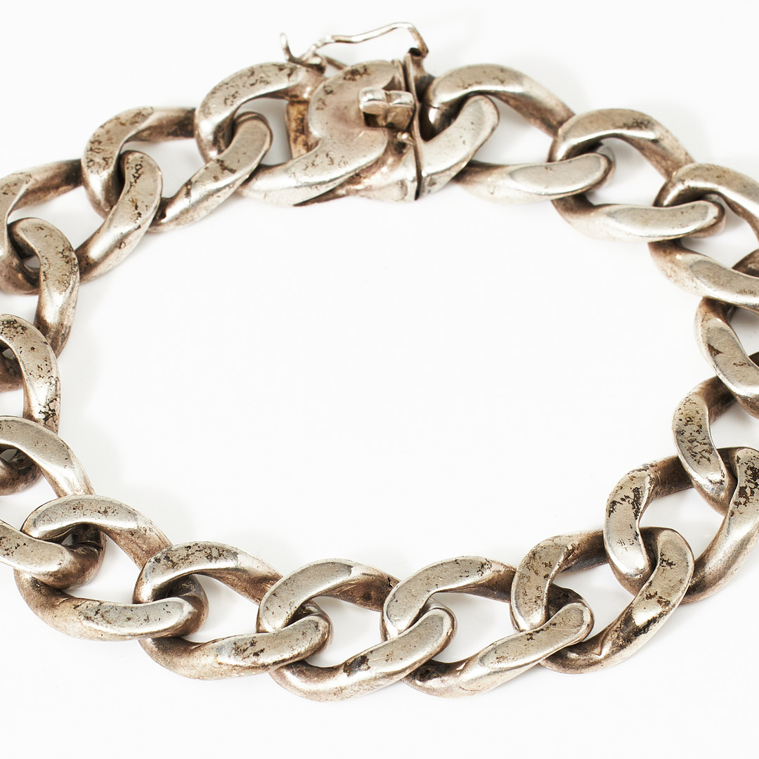 ARMBAND, silver, manglad pansarlänk.