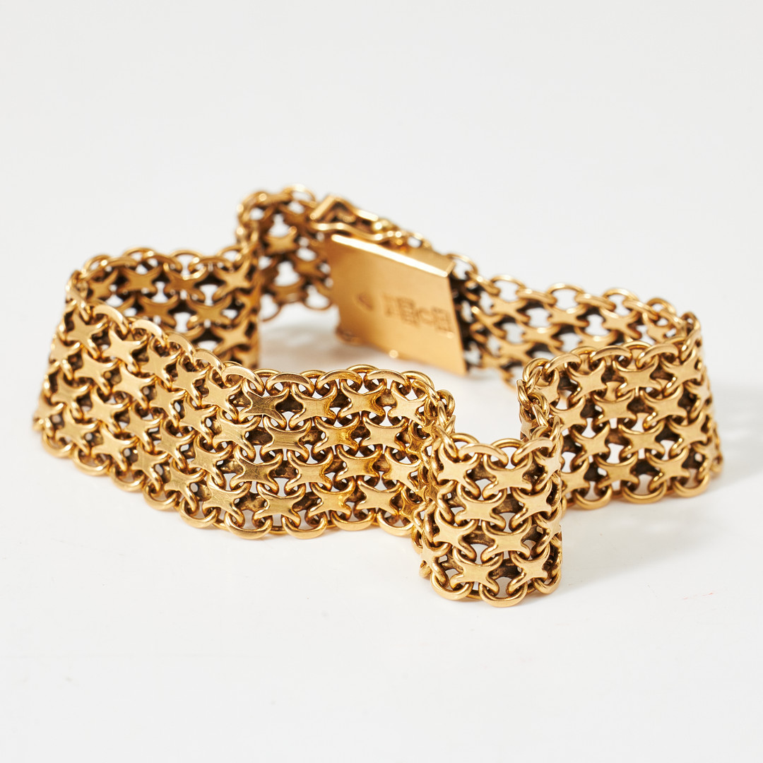 ARMBAND, 18 k guld, x-länk, Esto AB Guldvarufirman, Stockholm 1969.