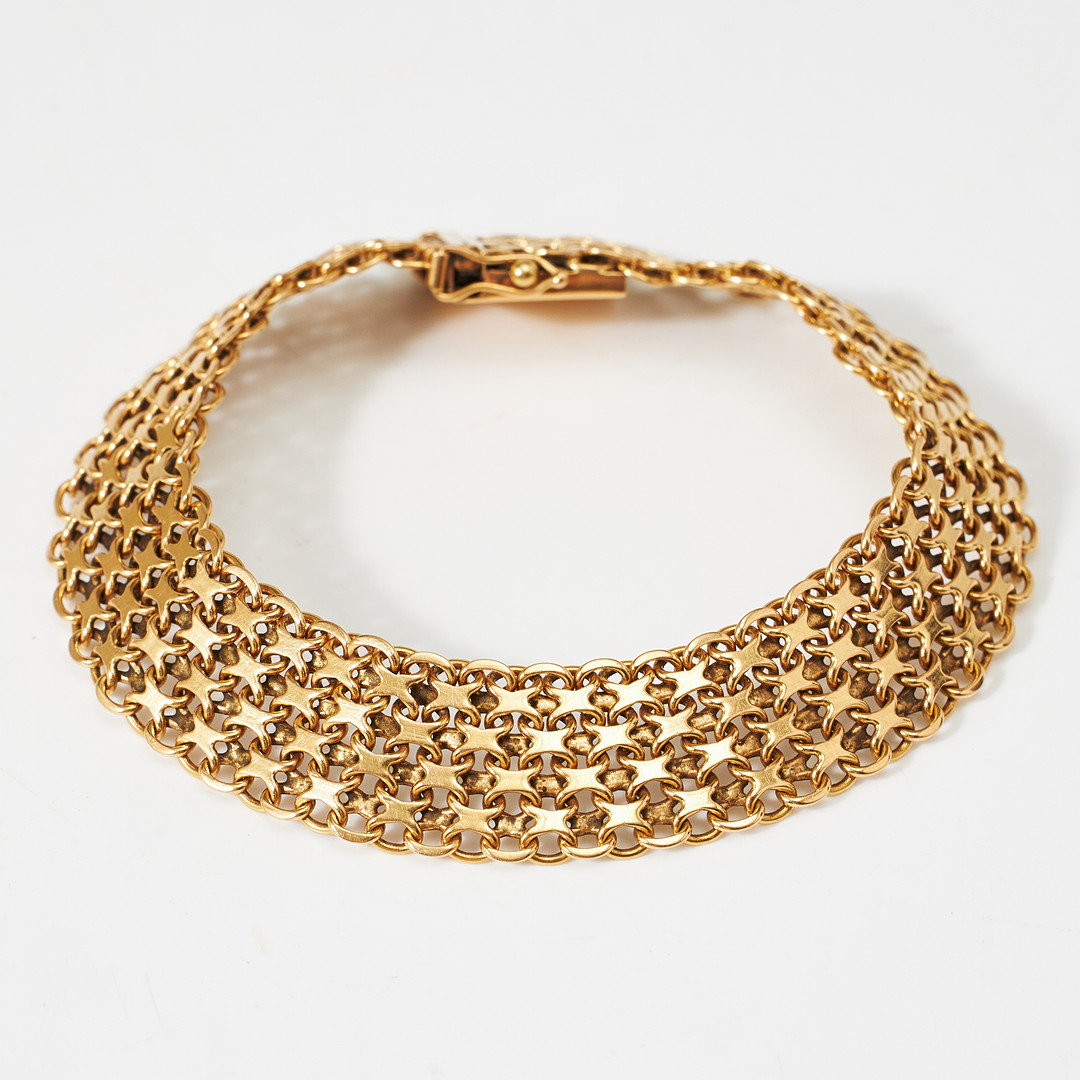 ARMBAND, 18 k guld, x-länk, Esto AB Guldvarufirman, Stockholm 1969.