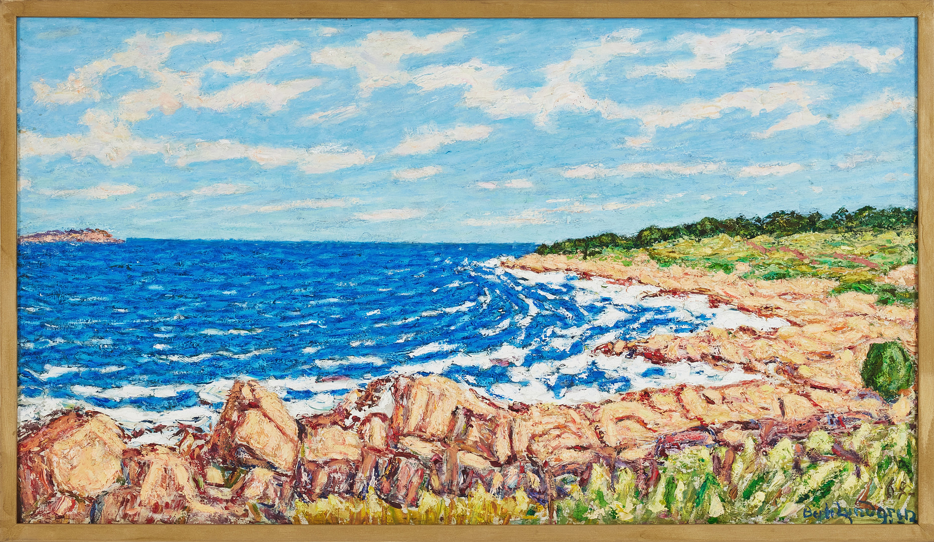 BERTIL LUNDGREN (1900-1979). Norra Öland, olja på pannå, signerad.