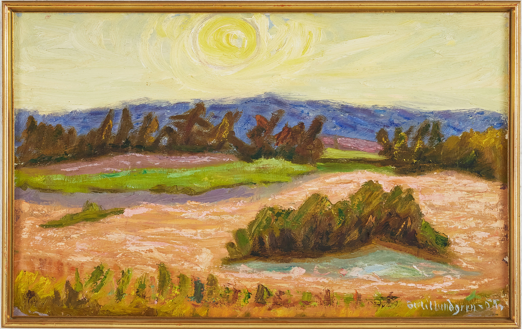 BERTIL LUNDGREN (1900-1979), Aftonsol, 1959, olja på duk, signerad och daterad.