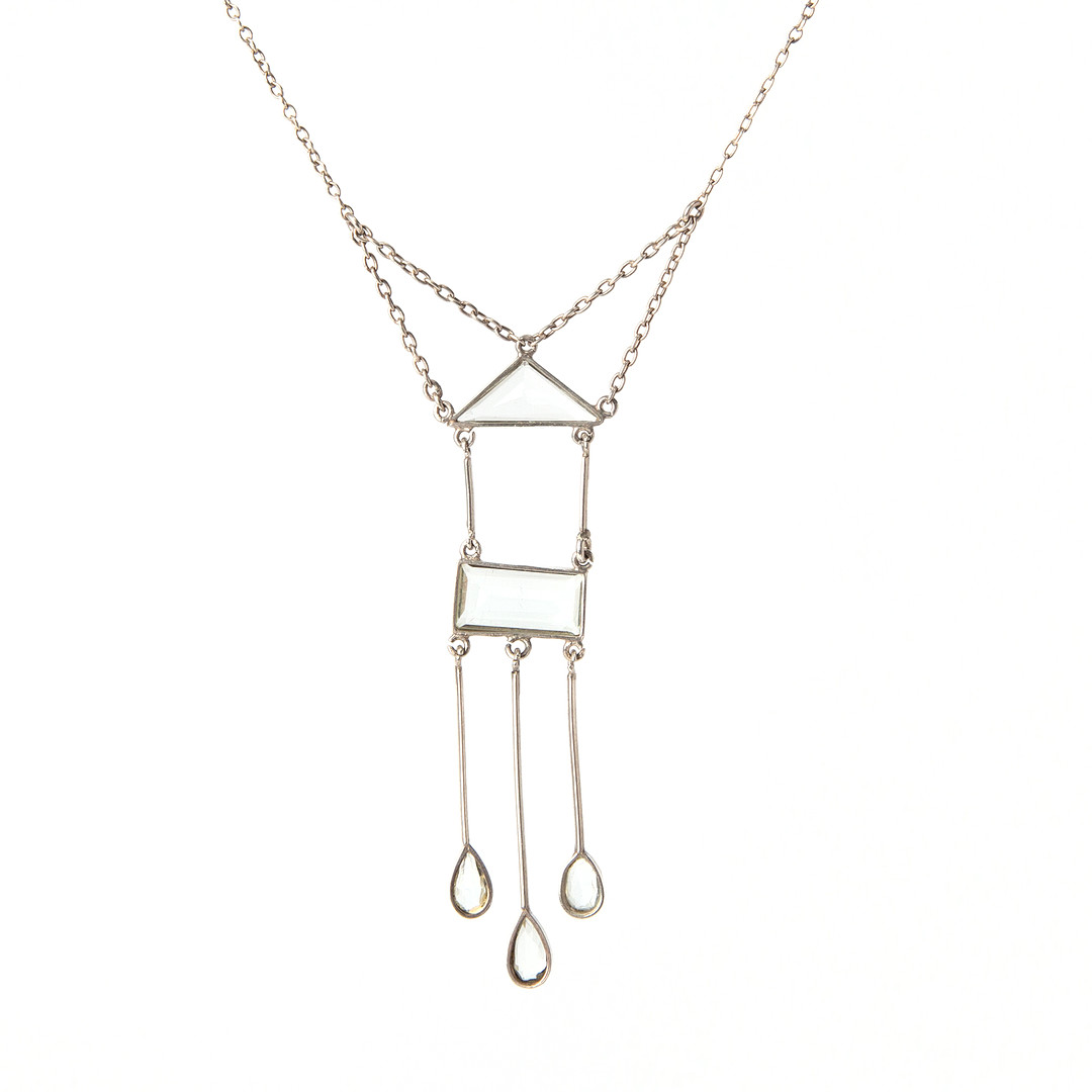 HJALMAR JONASSON, collier, silver med fasettslipad bergkristall, Lund, 1920-tal.