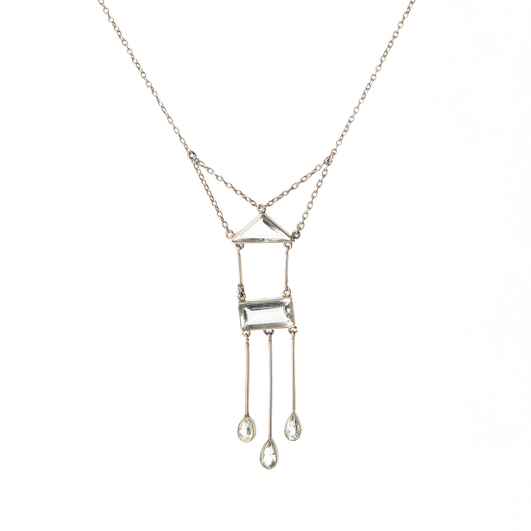 HJALMAR JONASSON, collier, silver med fasettslipad bergkristall, Lund, 1920-tal.