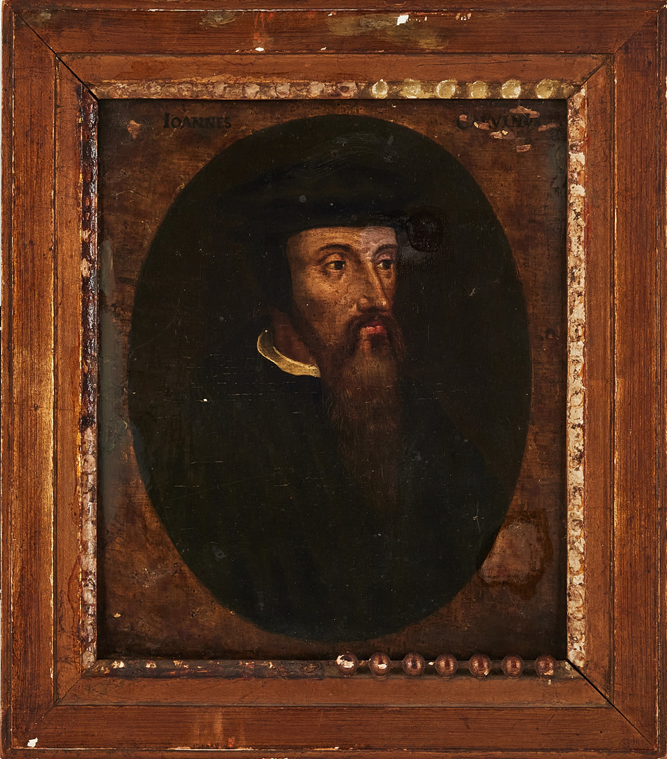 OIDENTIFIERAD KONSTNÄR, porträtt, 1600/1700-tal, föreställande Jean Calvin (1509-1564).
