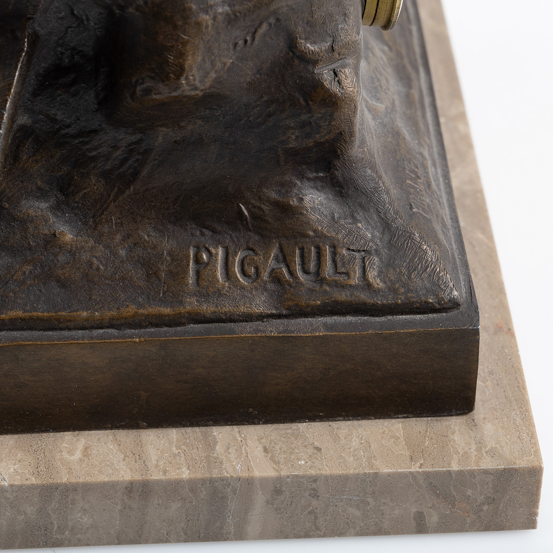 EMILE LOUIS PICAULT (1833-1915). Efter. Bordsur, patinerad metall, omkring 1900.