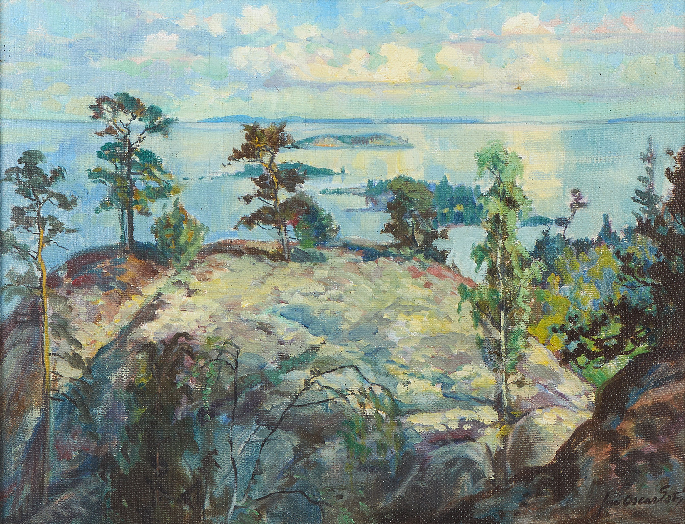JON OSCAR ESTI. Från utkiksstället, signerad, olja på duk.