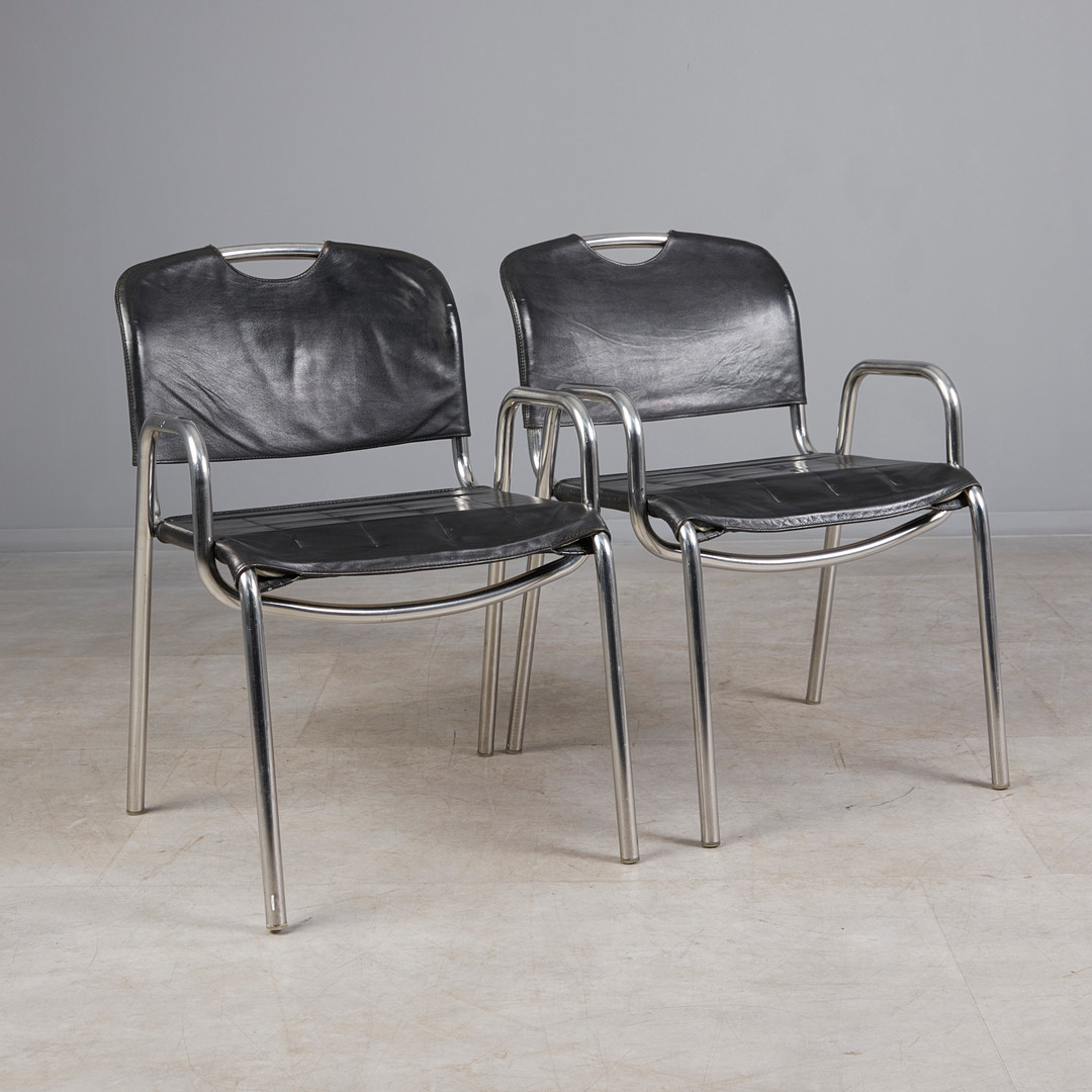 ACHILLE CASTIGLIONI & MARCELLO MINALE. für Zanotta, zwei Stühle, Modell 'Castiglia 2062', Leder, Stahlrohr, verchromt, Entwurf 1967, Italien (2).