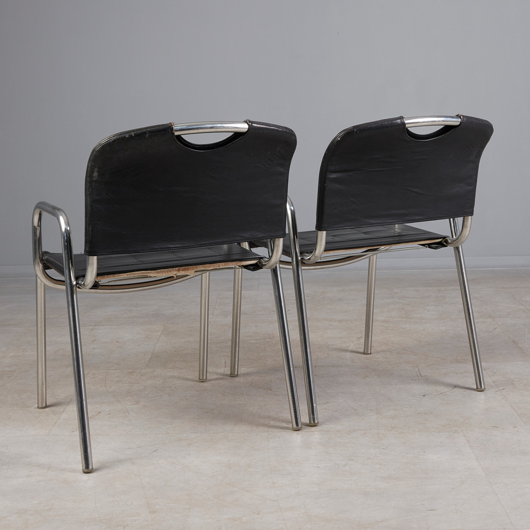 ACHILLE CASTIGLIONI & MARCELLO MINALE. für Zanotta, zwei Stühle, Modell 'Castiglia 2062', Leder, Stahlrohr, verchromt, Entwurf 1967, Italien (2).