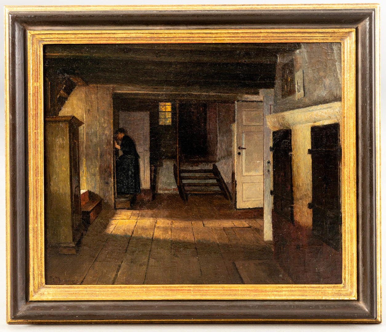 HENRIK NORDENBERG (1857-1928). Interieur mit Dame in der Tür.