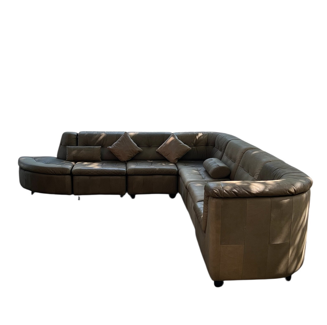 Laauser, 7-teiliges Ecksofa / Modulsofa, Leder, Deutschland, 1960er Jahre.