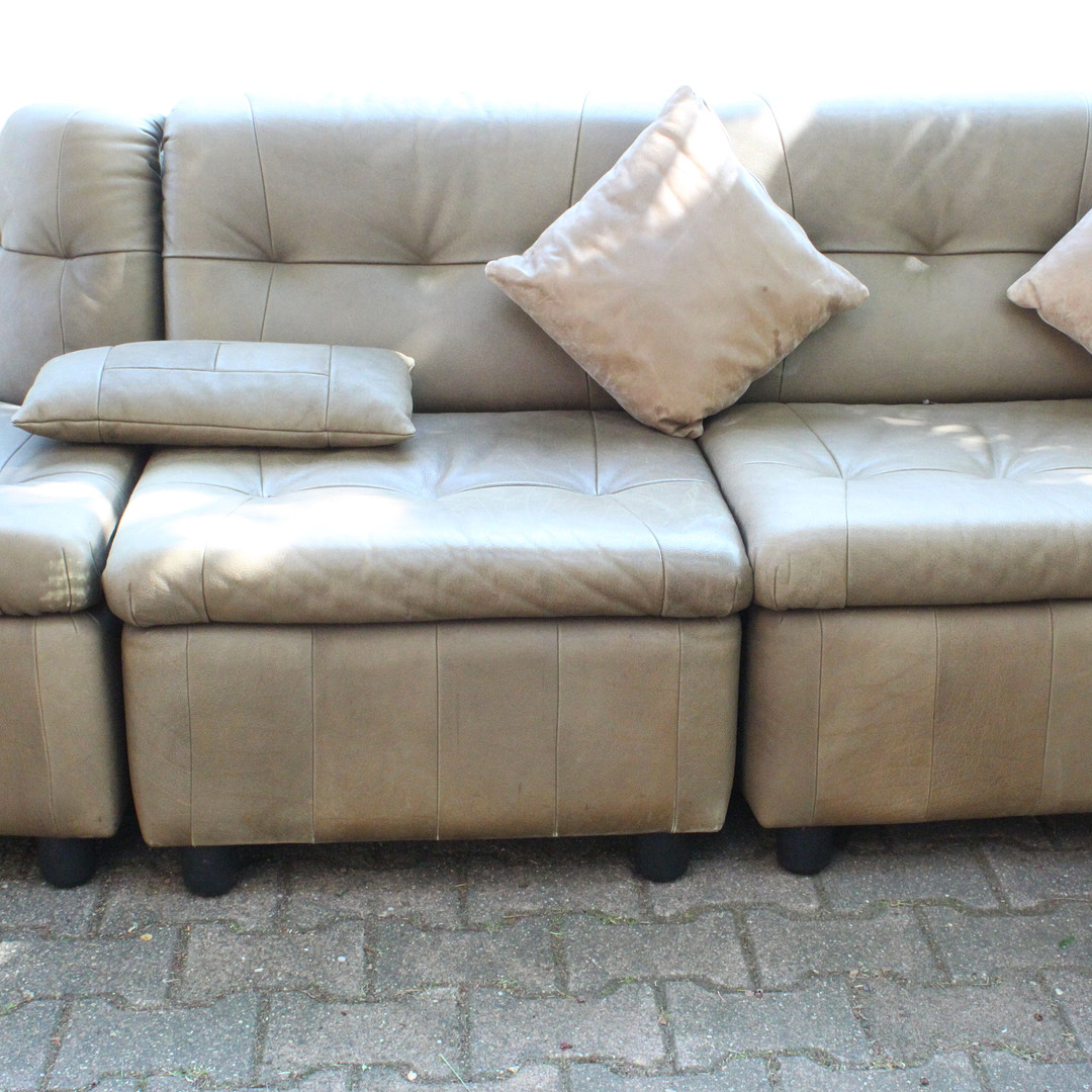 Laauser, 7-teiliges Ecksofa / Modulsofa, Leder, Deutschland, 1960er Jahre.