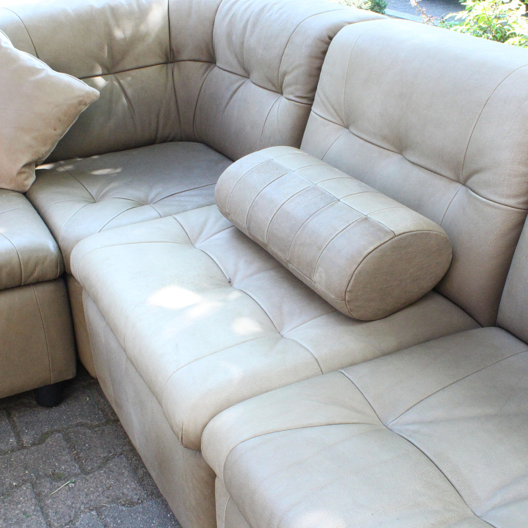 Laauser, 7-teiliges Ecksofa / Modulsofa, Leder, Deutschland, 1960er Jahre.