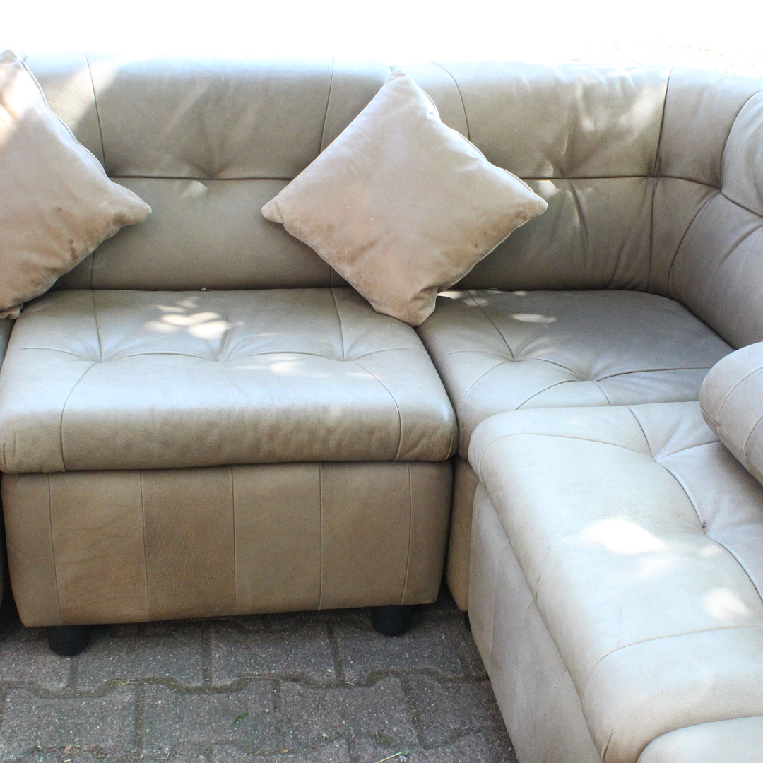 Laauser, 7-teiliges Ecksofa / Modulsofa, Leder, Deutschland, 1960er Jahre.