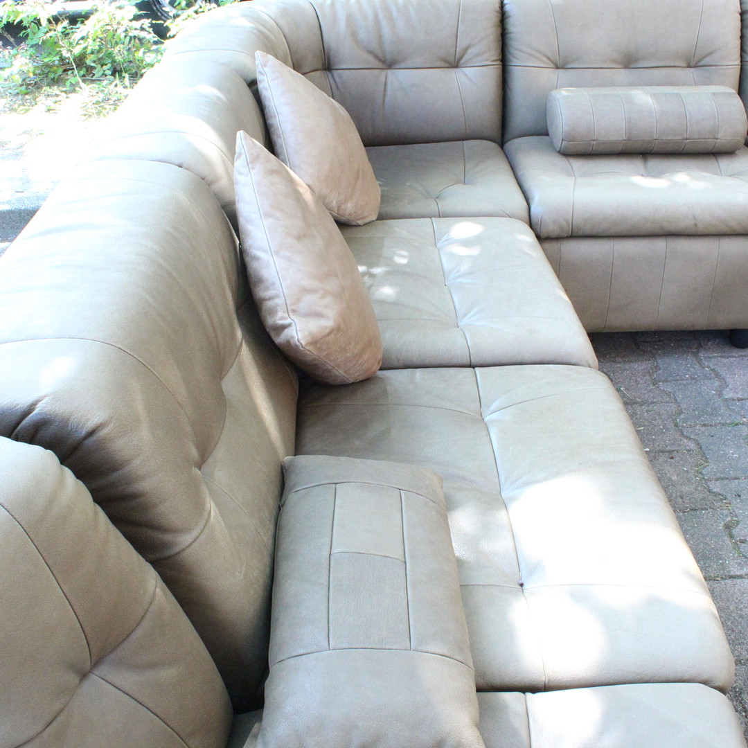 Laauser, 7-teiliges Ecksofa / Modulsofa, Leder, Deutschland, 1960er Jahre.