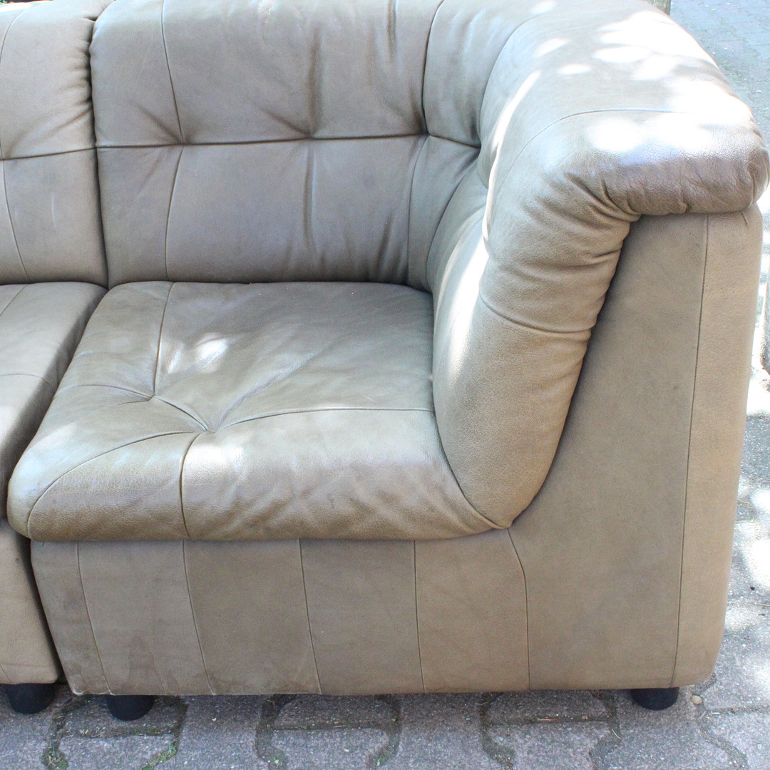 Laauser, 7-teiliges Ecksofa / Modulsofa, Leder, Deutschland, 1960er Jahre.