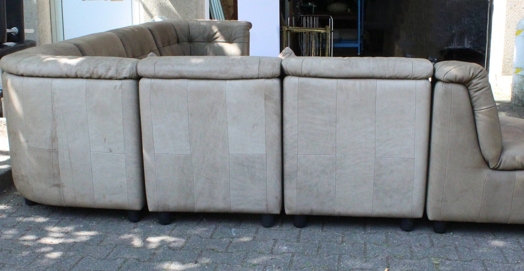 Laauser, 7-teiliges Ecksofa / Modulsofa, Leder, Deutschland, 1960er Jahre.