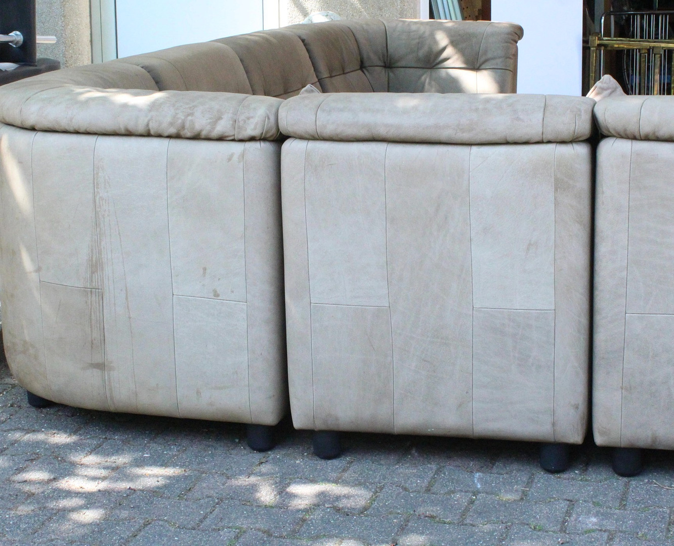 Laauser, 7-teiliges Ecksofa / Modulsofa, Leder, Deutschland, 1960er Jahre.