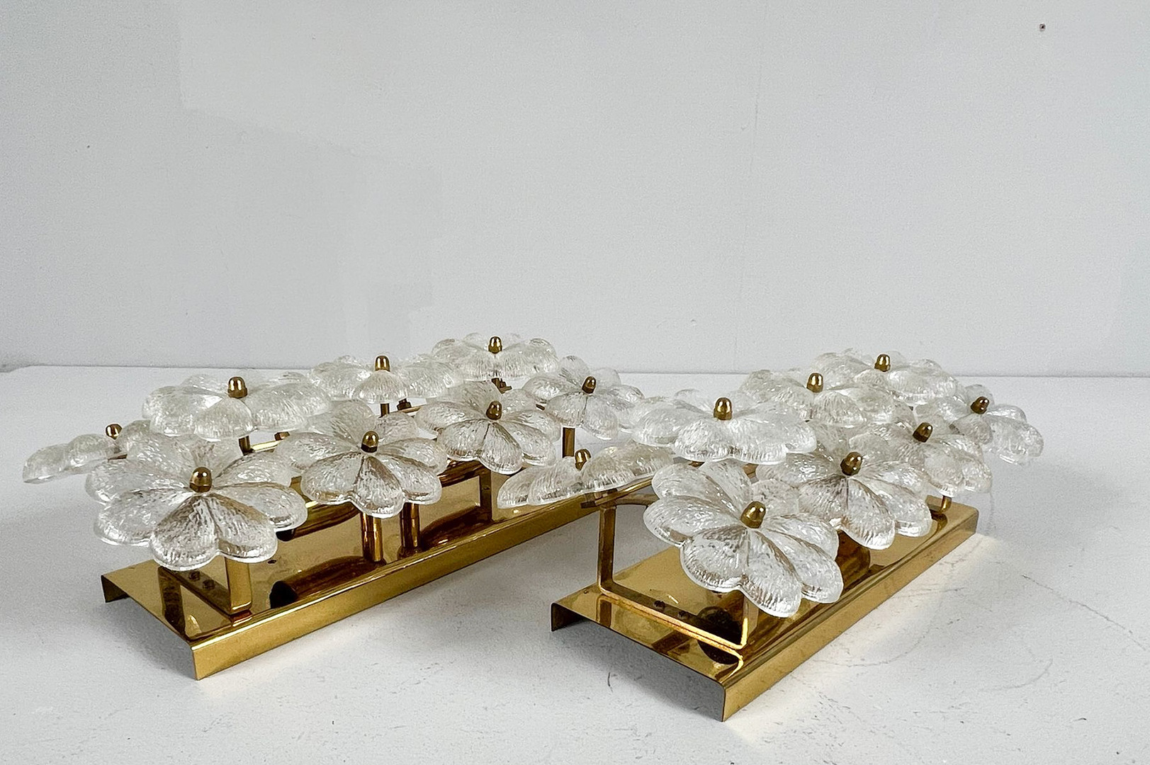 ERNST PALME. 2er Set Mid Century florale Wandlampen/Wandleuchten, 1960er Jahre.