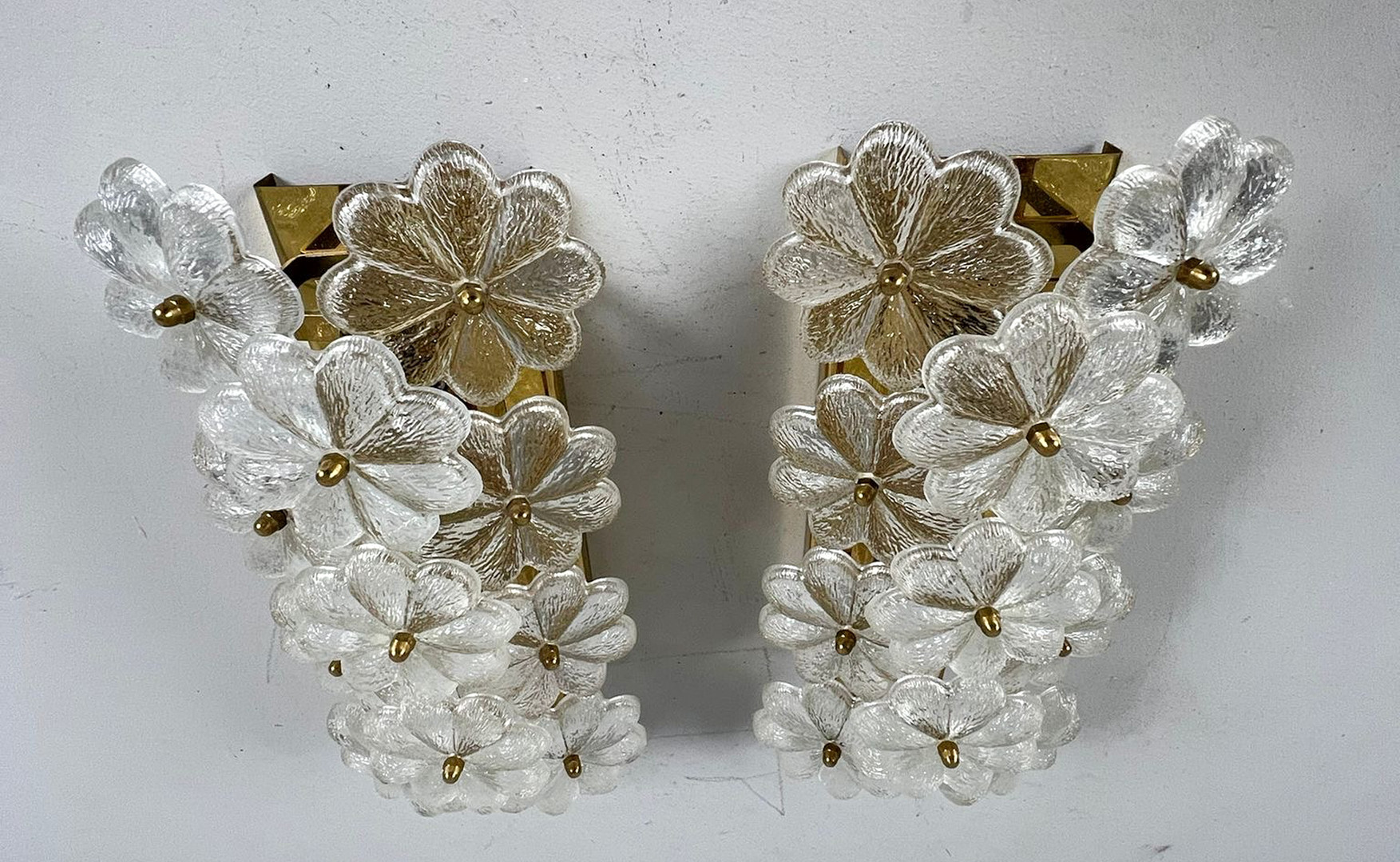 ERNST PALME. 2er Set Mid Century florale Wandlampen/Wandleuchten, 1960er Jahre.