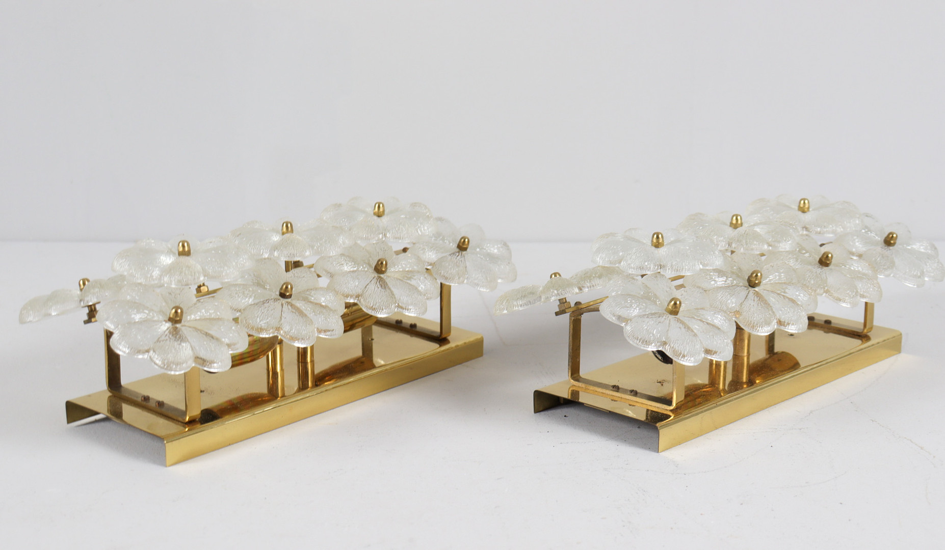ERNST PALME. 2er Set Mid Century florale Wandlampen/Wandleuchten, 1960er Jahre.
