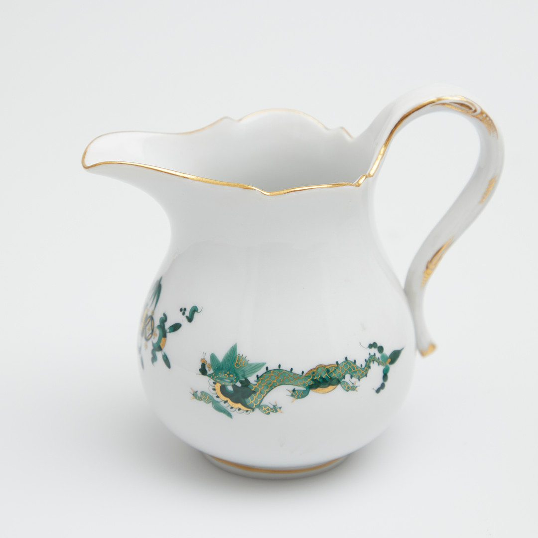 Meissen, 17-teiliges Kaffeeservice, grüner Mingdrache, Porzellan, 1. Wahl, Anfang 20. Jahrhundert, Deutschland (17).