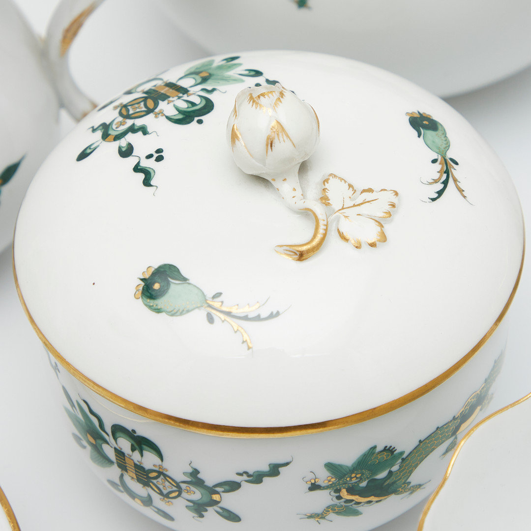 Meissen, 17-teiliges Kaffeeservice, grüner Mingdrache, Porzellan, 1. Wahl, Anfang 20. Jahrhundert, Deutschland (17).