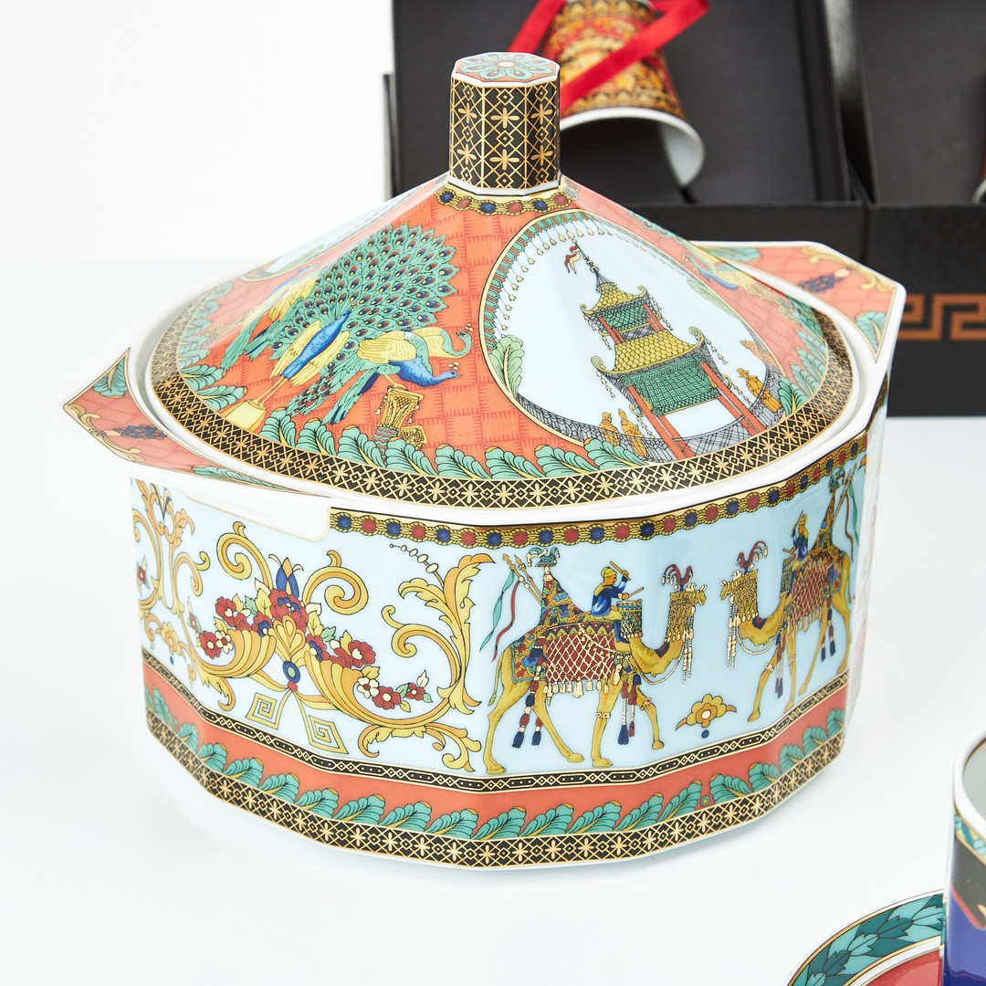 VERSACE, servisgods, 6 dlr, juldekorationer, 3 st, Rosenthal, porslin.