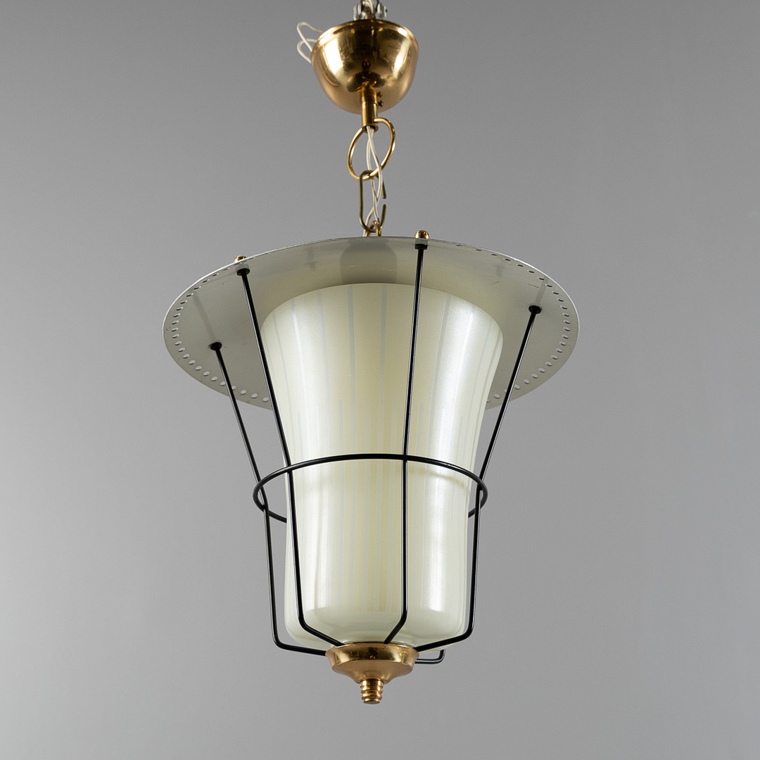 TAKLAMPA, glas och metall, 1950/60-tal.